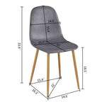 FurnitureR Sedie da pranzo set da 4, sedie da pranzo in velluto, sedie da cucina senza braccioli, sedie laterali a schienale medio per soggiorno, camera da letto, ufficio domestico, grigio