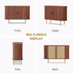 GustoWave 47 Mobile buffet scanalato con ante scorrevoli, credenza contenitore moderna in legno con ripiani regolabili