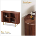 GustoWave 47 Mobile buffet scanalato con ante scorrevoli, credenza contenitore moderna in legno con ripiani regolabili