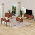 GustoWave 47 Mobile buffet scanalato con ante scorrevoli, credenza contenitore moderna in legno con ripiani regolabili