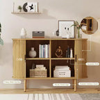 GustoWave 47 Mobile buffet scanalato con ante scorrevoli, credenza contenitore moderna in legno con ripiani regolabili