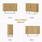 GustoWave 47 Mobile buffet scanalato con ante scorrevoli, credenza contenitore moderna in legno con ripiani regolabili