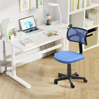 Sedia da Scrivania FurnituureR Schienale Basso, Sedia da Studio in Rete Senza Braccioli Ergonomica Girevole Regolabile con Rotelle per Casa Ufficio Camera da Letto Studio, Blu
