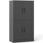 Costway Mobiletto da Bagno con Ante e Ripiani Regolabili, Armadietto Contenitore per Soggiorno, Bianco/Nero/Marrone