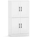 Costway Mobiletto da Bagno con Ante e Ripiani Regolabili, Armadietto Contenitore per Soggiorno, Bianco/Nero/Marrone
