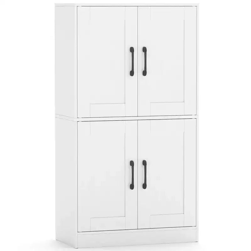 Costway Mobiletto da Bagno con Ante e Ripiani Regolabili, Armadietto Contenitore per Soggiorno, Bianco/Nero/Marrone
