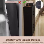 Costway Mobiletto da Bagno con Ante e Ripiani Regolabili, Armadietto Contenitore per Soggiorno, Bianco/Nero/Marrone