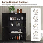 Costway Mobiletto da Bagno con Ante e Ripiani Regolabili, Armadietto Contenitore per Soggiorno, Bianco/Nero/Marrone