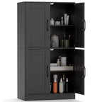 Costway Bathroom Cabinet with Doors & Adjustable Shelves Storage Organizer for Living Room White/Black/Brown