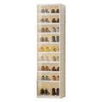 GustoWave Stackable Foldable Shoe Rack, 9 Layers Thicken Shoe Storage Boxes for Clothes, Blankets, Shoes, Books Storage, White