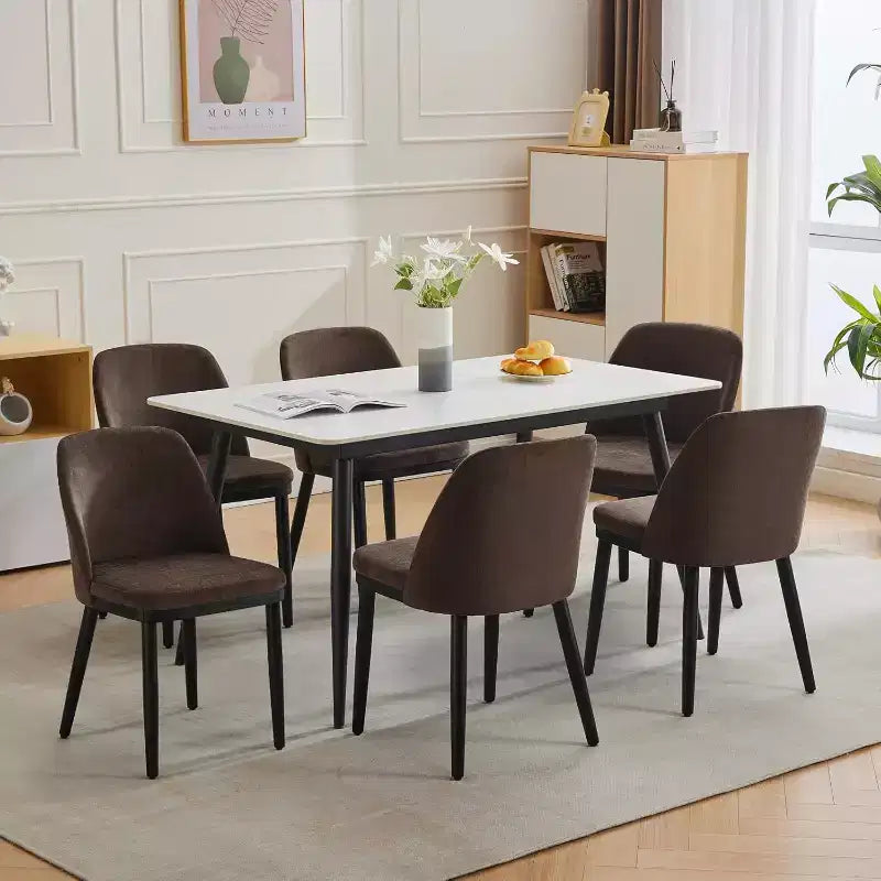 Set di 2 sedie da pranzo in legno, sedie da cucina moderne rivestite in tessuto, sedie da sala da pranzo stile rustico