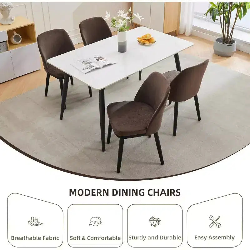 Set di 2 sedie da pranzo in legno, sedie da cucina moderne rivestite in tessuto, sedie da sala da pranzo stile rustico