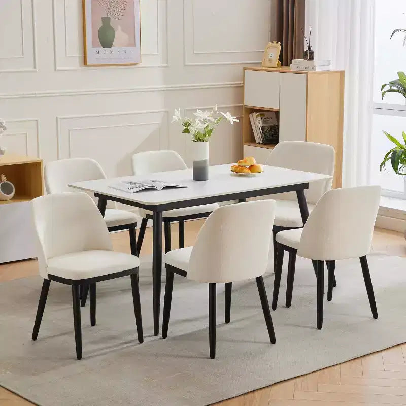 Set di 2 sedie da pranzo in legno, sedie da cucina moderne rivestite in tessuto, sedie da sala da pranzo stile rustico