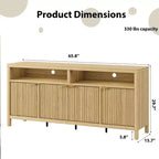 GustoWave 65.8 in Credenza Buffet con Ante Scanalate, Mobile Contenitore Moderno da Cucina con Ante Scanalate, Elegante Texture del Legno