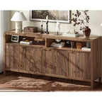 GustoWave 65.8 in Credenza Buffet con Ante Scanalate, Mobile Contenitore Moderno da Cucina con Ante Scanalate, Elegante Texture del Legno