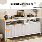 GustoWave 65.8 in Credenza Buffet con Ante Scanalate, Mobile Contenitore Moderno da Cucina con Ante Scanalate, Elegante Texture del Legno