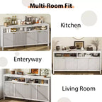 GustoWave 65.8 in Credenza Buffet con Ante Scanalate, Mobile Contenitore Moderno da Cucina con Ante Scanalate, Elegante Texture del Legno