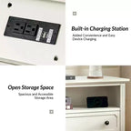 Davide 2 - Tavolino da Notte con Cassetto in Legno Massello e Gambe in Legno Massello Set di 2|ARTFUL LIVING DESIGNS-BIANCO