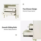 Davide 2 - Tavolino da Notte con Cassetto in Legno Massello e Gambe in Legno Massello Set di 2|ARTFUL LIVING DESIGNS-BIANCO