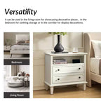 Davide 2 - Tavolino da Notte con Cassetto in Legno Massello e Gambe in Legno Massello Set di 2|ARTFUL LIVING DESIGNS-BIANCO