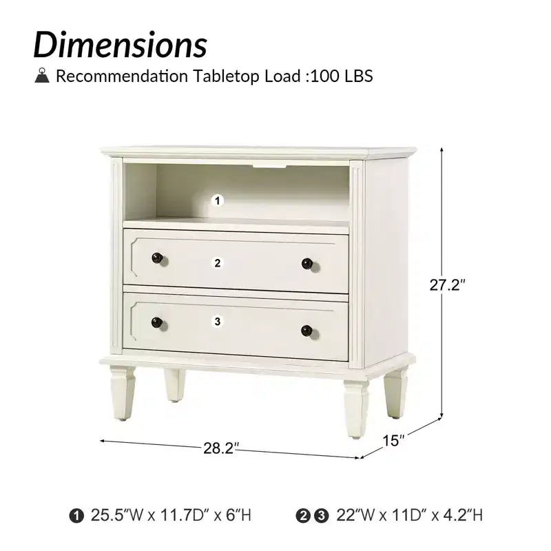 Davide 2 - Tavolino da Notte con Cassetto in Legno Massello e Gambe in Legno Massello Set di 2|ARTFUL LIVING DESIGNS-BIANCO