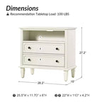 Davide 2 - Tavolino da Notte con Cassetto in Legno Massello e Gambe in Legno Massello Set di 2|ARTFUL LIVING DESIGNS-BIANCO