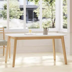 Okak 59IN Tavolo da pranzo rettangolare minimalista, tavolo da cucina con gambe in legno di caucciù, tavolo da pranzo per sala da pranzo, cucina, quercia bianca