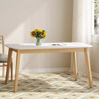 Okak 59IN Tavolo da pranzo rettangolare minimalista, tavolo da cucina con gambe in legno di caucciù, tavolo da pranzo per sala da pranzo, cucina, quercia bianca