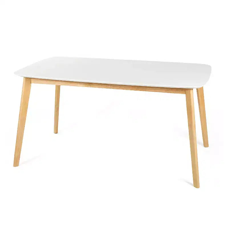 Okak 59IN Tavolo da pranzo rettangolare minimalista, tavolo da cucina con gambe in legno di caucciù, tavolo da pranzo per sala da pranzo, cucina, quercia bianca