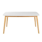 Okak 59IN Tavolo da pranzo rettangolare minimalista, tavolo da cucina con gambe in legno di caucciù, tavolo da pranzo per sala da pranzo, cucina, quercia bianca