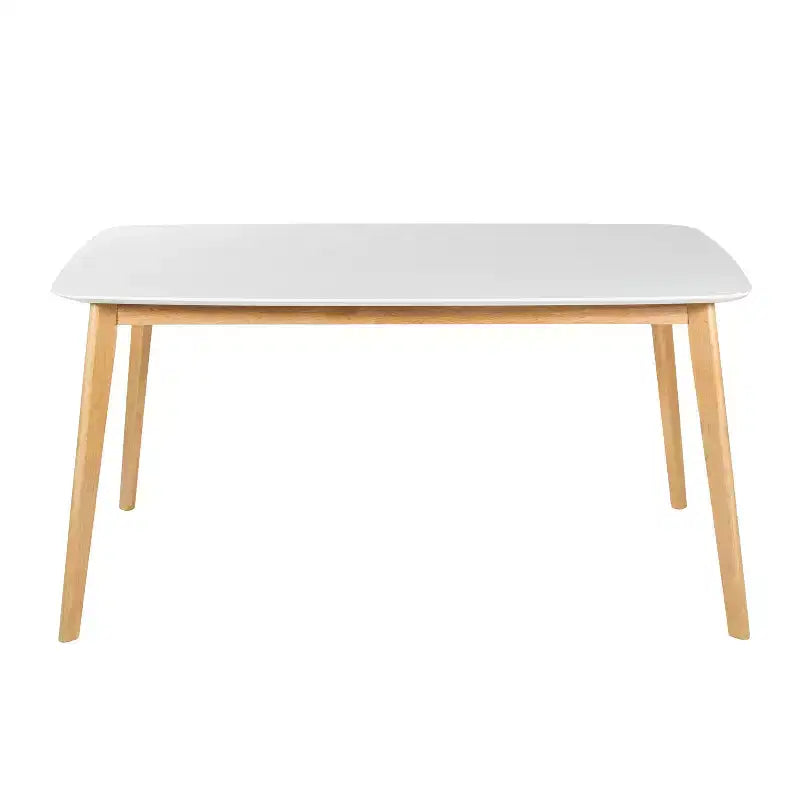 Okak 59IN Tavolo da pranzo rettangolare minimalista, tavolo da cucina con gambe in legno di caucciù, tavolo da pranzo per sala da pranzo, cucina, quercia bianca