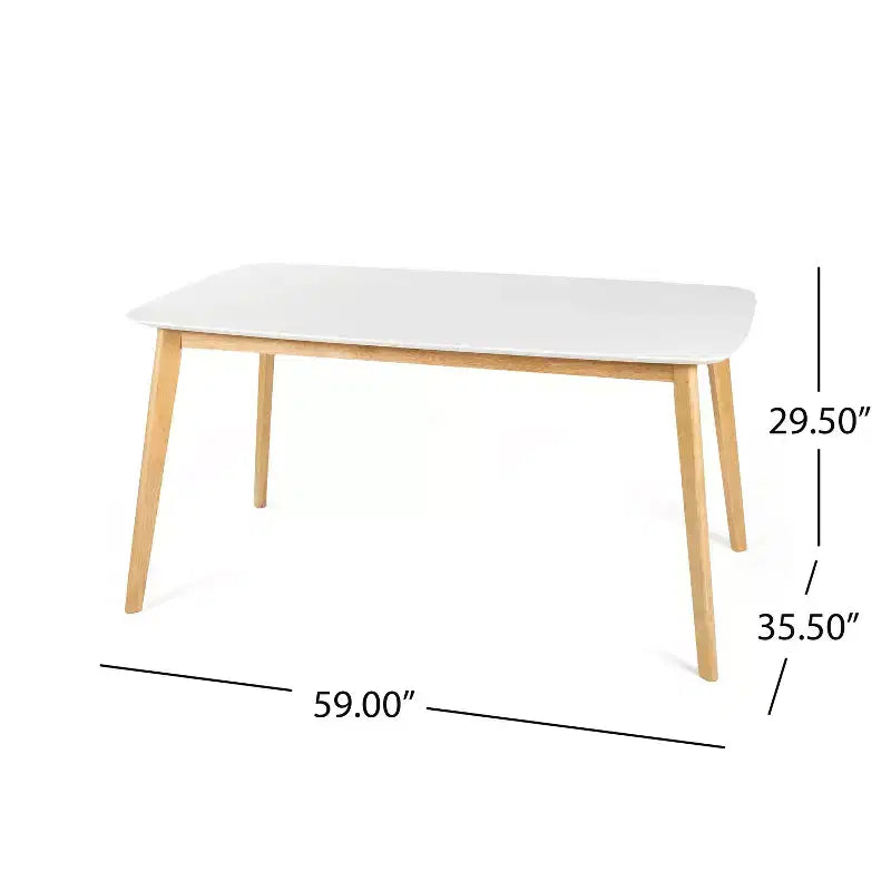 Okak 59IN Tavolo da pranzo rettangolare minimalista, tavolo da cucina con gambe in legno di caucciù, tavolo da pranzo per sala da pranzo, cucina, quercia bianca