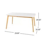 Okak 59IN Tavolo da pranzo rettangolare minimalista, tavolo da cucina con gambe in legno di caucciù, tavolo da pranzo per sala da pranzo, cucina, quercia bianca