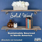 RESTORE Riverstone Grey Mensole in legno con bordo naturale da 91 cm (solo ripiano in legno) di Pipe Decor