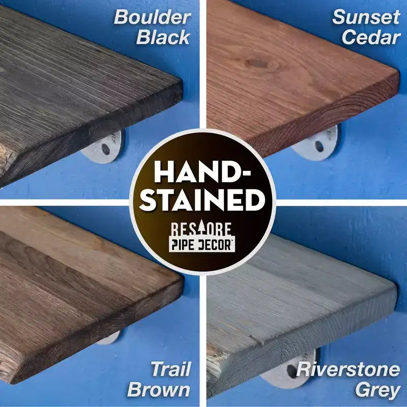 RESTORE Riverstone Grey Mensole in legno con bordo naturale da 91 cm (solo ripiano in legno) di Pipe Decor