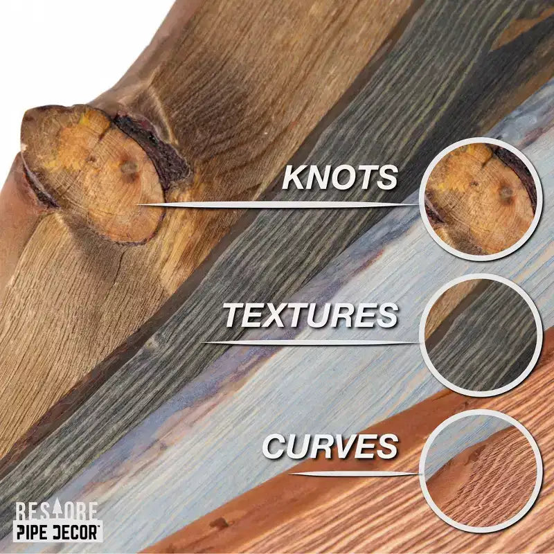 RESTORE Riverstone Grey Mensole in legno con bordo naturale da 91 cm (solo ripiano in legno) di Pipe Decor