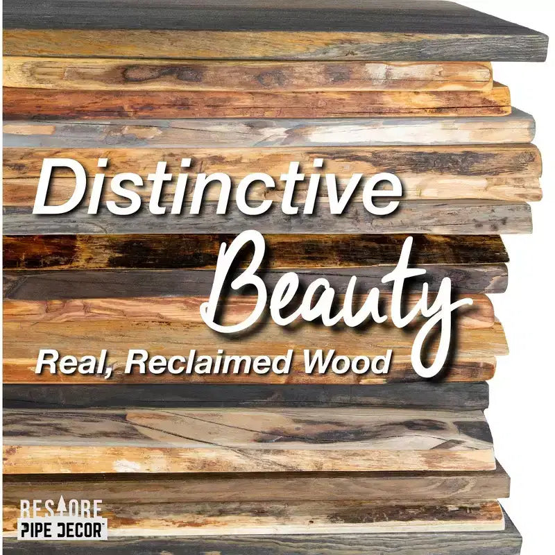 RESTORE Riverstone Grey Mensole in legno con bordo naturale da 91 cm (solo ripiano in legno) di Pipe Decor