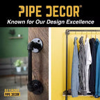 Pipe Decor 36 in. Appendiabiti a parete con ripiano in legno, Riverstone Grey