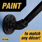 Pipe Decor 36 in. Appendiabiti a parete con ripiano in legno, Riverstone Grey