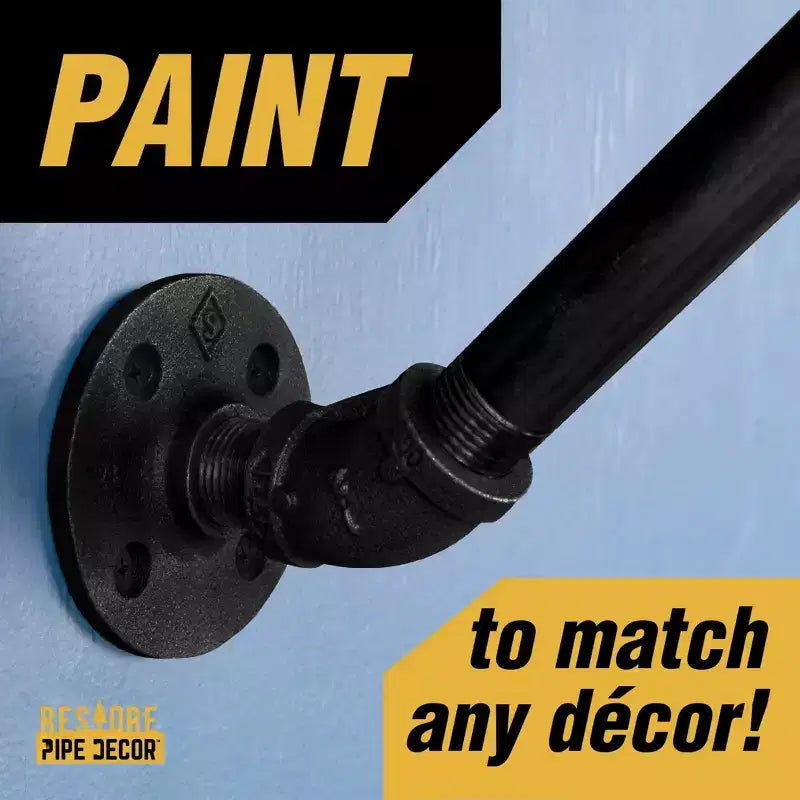 Pipe Decor 36 in. Appendiabiti a parete con ripiano in legno, Riverstone Grey