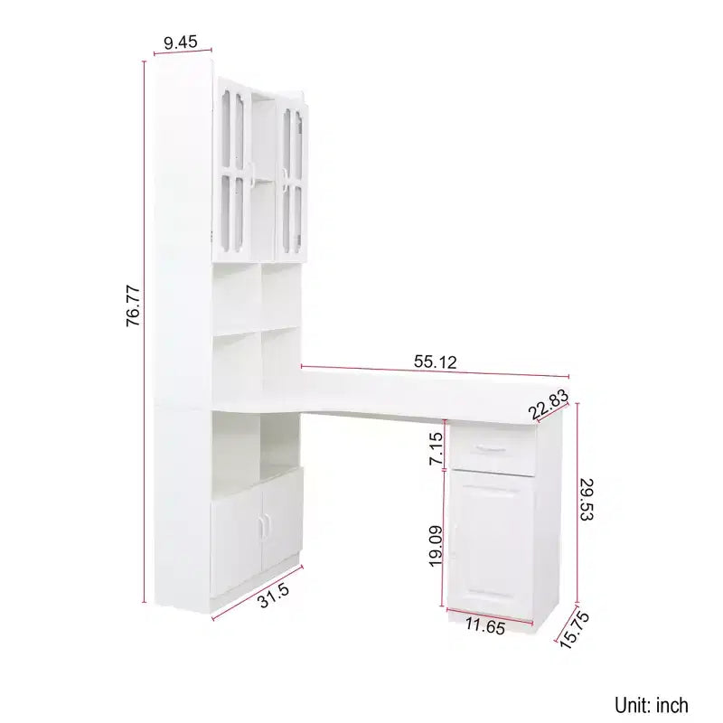 CLIHOME Scrivania angolare a L 2 in 1 per computer, per casa, ufficio o studio, tavolo da studio con cassetti, libreria e mensola superiore, ampio spazio di lavoro