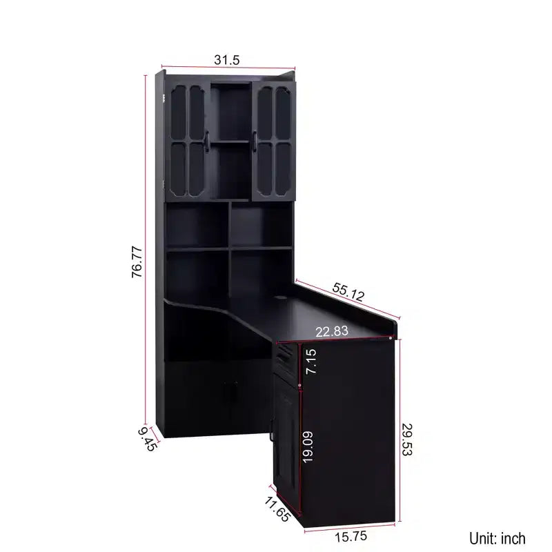 CLIHOME Scrivania angolare a L 2 in 1 per computer, per casa, ufficio o studio, tavolo da studio con cassetti, libreria e mensola superiore, ampio spazio di lavoro