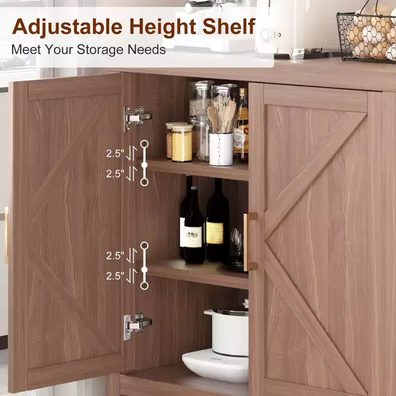 Credenza portaoggetti da 30 pollici, mobile a due ante in legno con 2 ripiani regolabili, credenza rustica marrone per ingresso, cucina, camera da letto, soggiorno