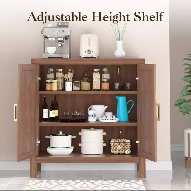 Credenza portaoggetti da 30 pollici, mobile a due ante in legno con 2 ripiani regolabili, credenza rustica marrone per ingresso, cucina, camera da letto, soggiorno
