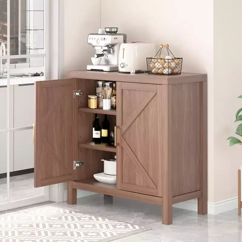 Credenza portaoggetti da 30 pollici, mobile a due ante in legno con 2 ripiani regolabili, credenza rustica marrone per ingresso, cucina, camera da letto, soggiorno