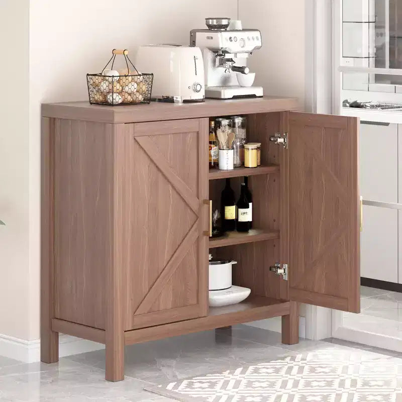 Credenza portaoggetti da 30 pollici, mobile a due ante in legno con 2 ripiani regolabili, credenza rustica marrone per ingresso, cucina, camera da letto, soggiorno