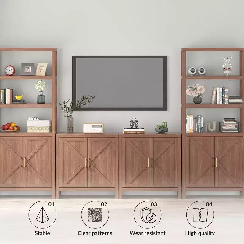 Credenza portaoggetti da 30 pollici, mobile a due ante in legno con 2 ripiani regolabili, credenza rustica marrone per ingresso, cucina, camera da letto, soggiorno