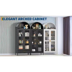 Armadietto portaoggetti alto 185 cm con anta in vetro e ripiani regolabili, organizer/libreria da esposizione per cucina/sala da pranzo/soggiorno