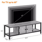 Mobile TV per TV fino a 65 pollici, Tavolino Porta TV Grande con 2 Vani Chiusi e Scomparti Aperti, Mobile Soggiorno in Legno con Piedini