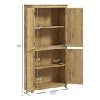 Dispensa da cucina alta 162 cm, mobile contenitore alto con 4 ante in rattan, 4 ripiani e ripiano regolabile